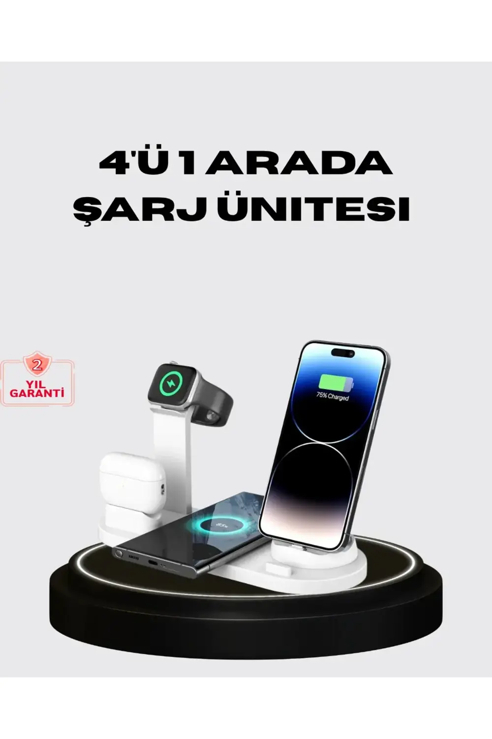 Apple Uyumlu Kablosuz Şarj İstasyonu 4 Cihaz Destekli ve Hızlı Şa