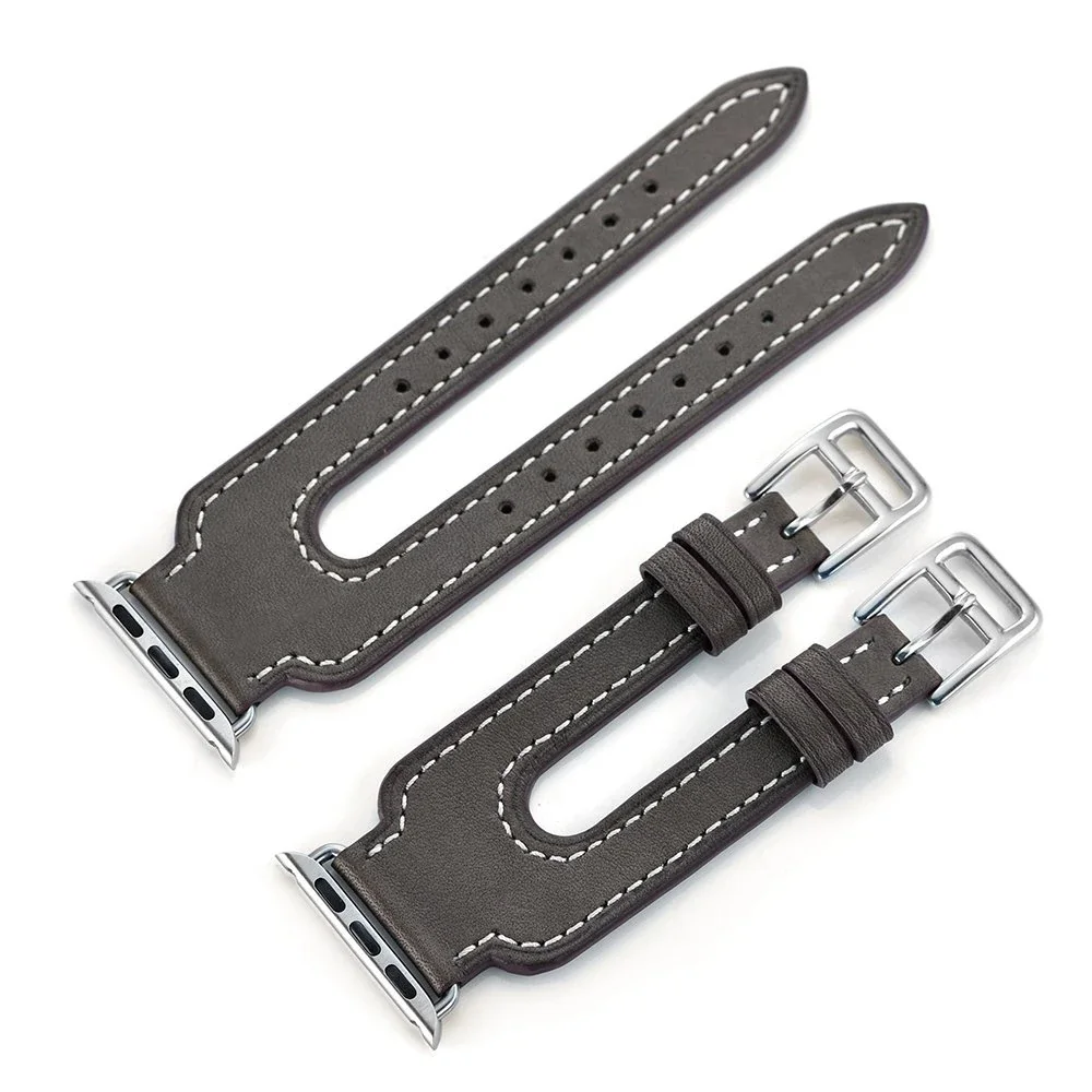 Apple Watch 38-41mm Hermes Style Deri Çift Kayış - Şık ve Rahat Kordon