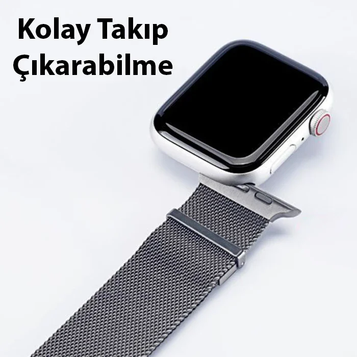 Apple Watch 38/40/41 mm Milanese Manyetik Paslanmaz Çelik Kordon – Cilt Dostu Premium Kayış