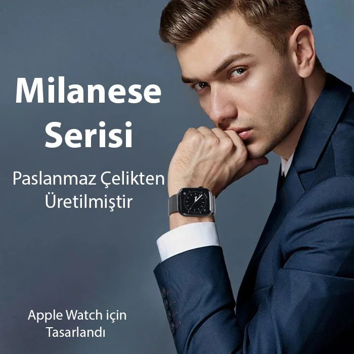 Apple Watch 38/40/41 mm Milanese Manyetik Paslanmaz Çelik Kordon – Cilt Dostu Premium Kayış