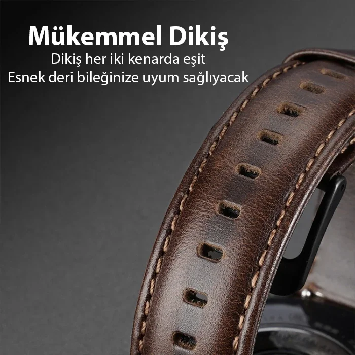 Apple Watch 38/40/41 mm Hakiki Deri Kayış - İş Stili Ergonomik Kordon