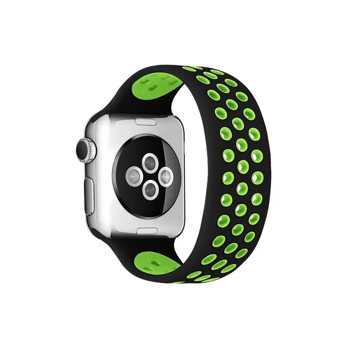 Apple Watch 38mm Ayarlı Delikli Silikon Kordon - Siyah-Yeşil Fiyatı, Yorumları ve Özellikleri