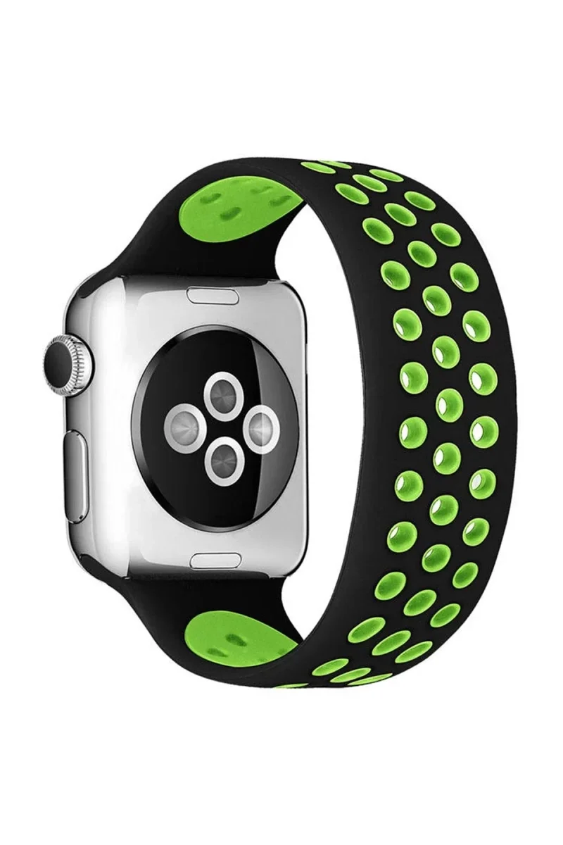 Apple Watch 38mm Ayarlı Delikli Silikon Kordon - Siyah-Yeşil Fiyatı, Yorumları ve Özellikleri