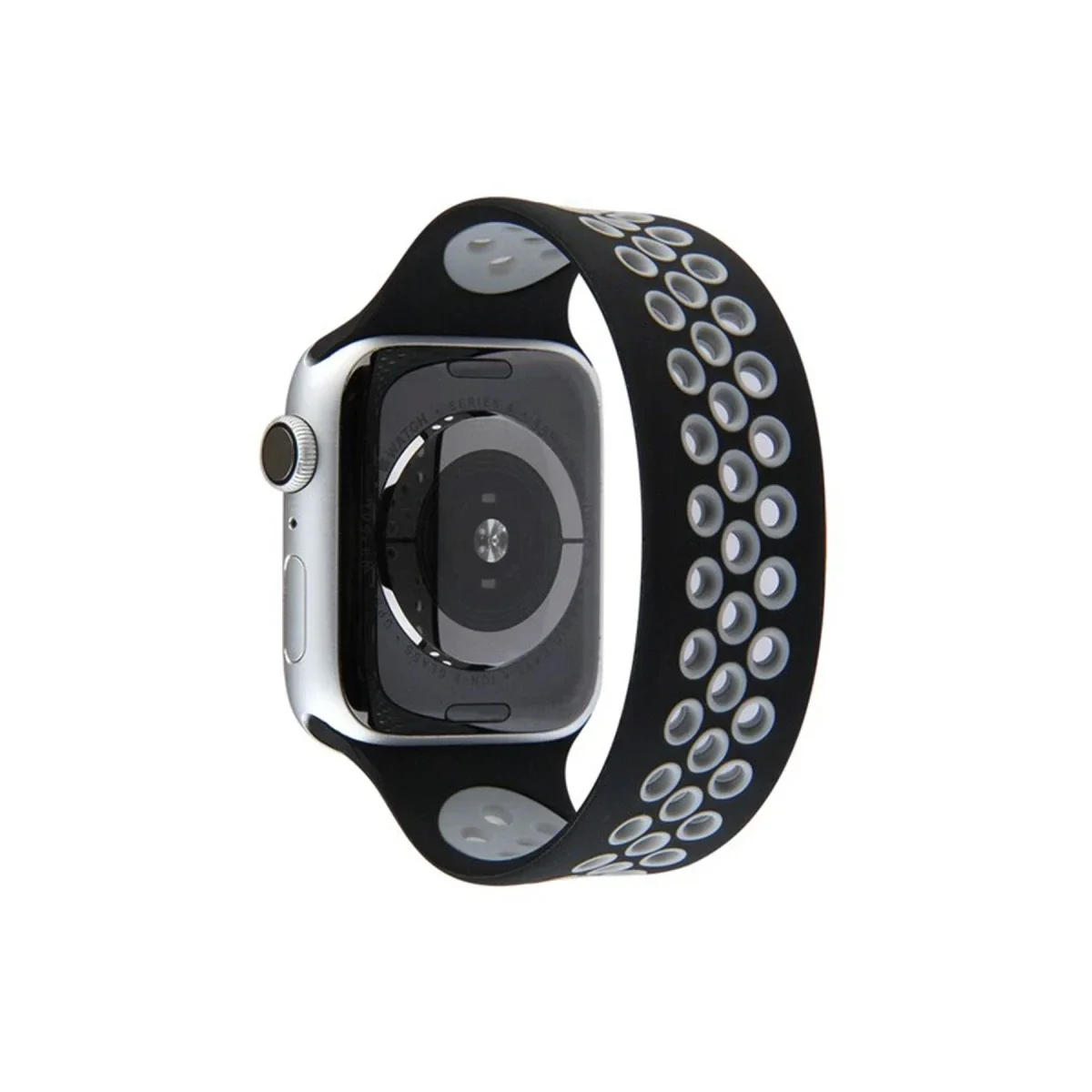 Apple Watch 38mm Ayarlı Delikli Silikon Kordon - Siyah-Gri