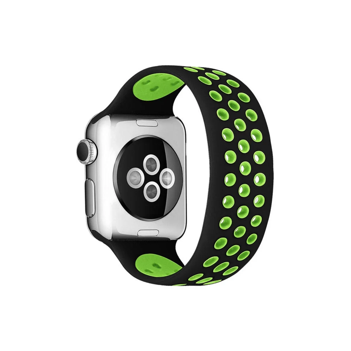 Apple Watch 38mm Ayarlı Delikli Silikon Kordon - Siyah-Yeşil Fiyatı, Yorumları ve Özellikleri
