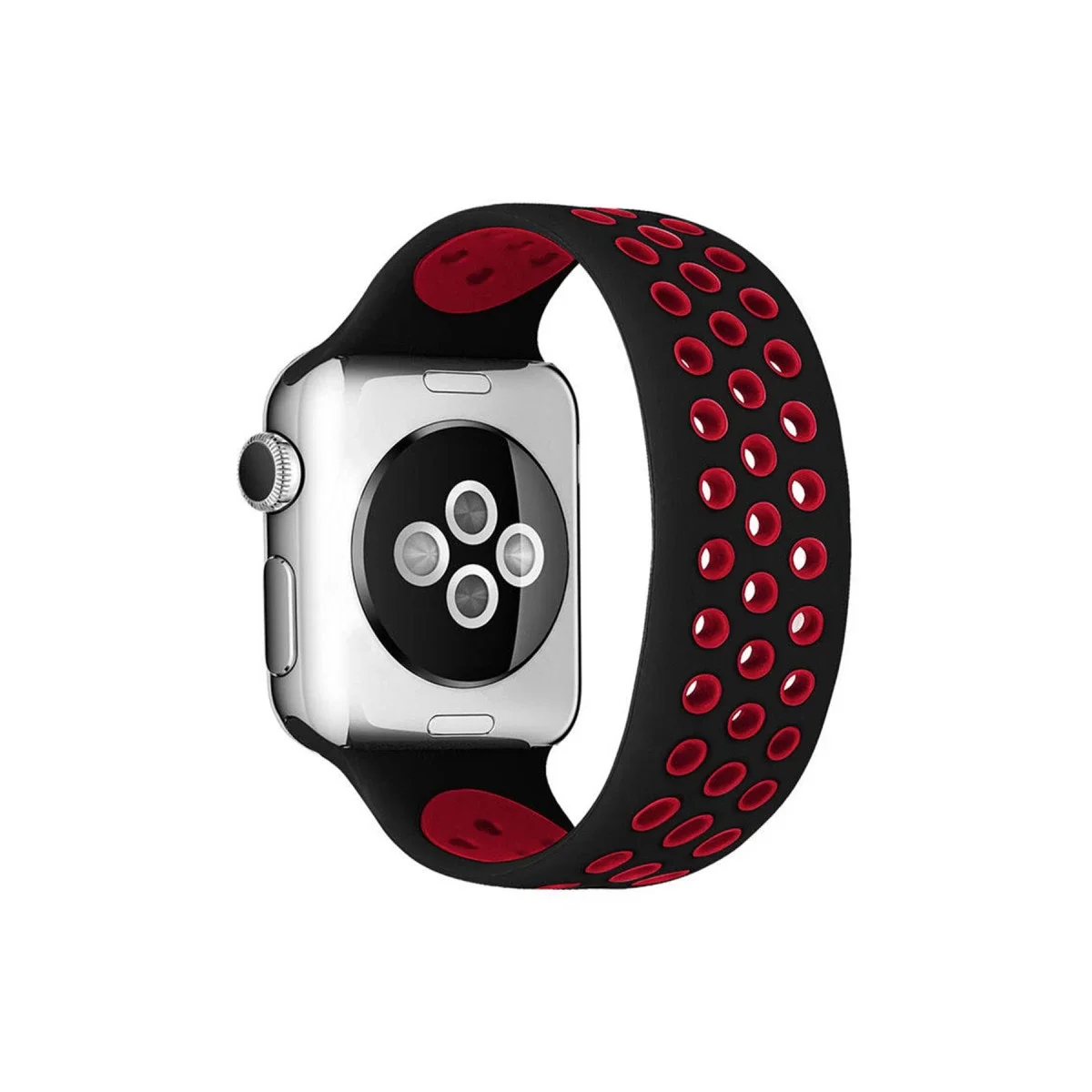 Apple Watch 38mm Ayarlı Delikli Silikon Kordon - Siyah-Kırmızı Fiyatı, Yorumları ve Özellikleri