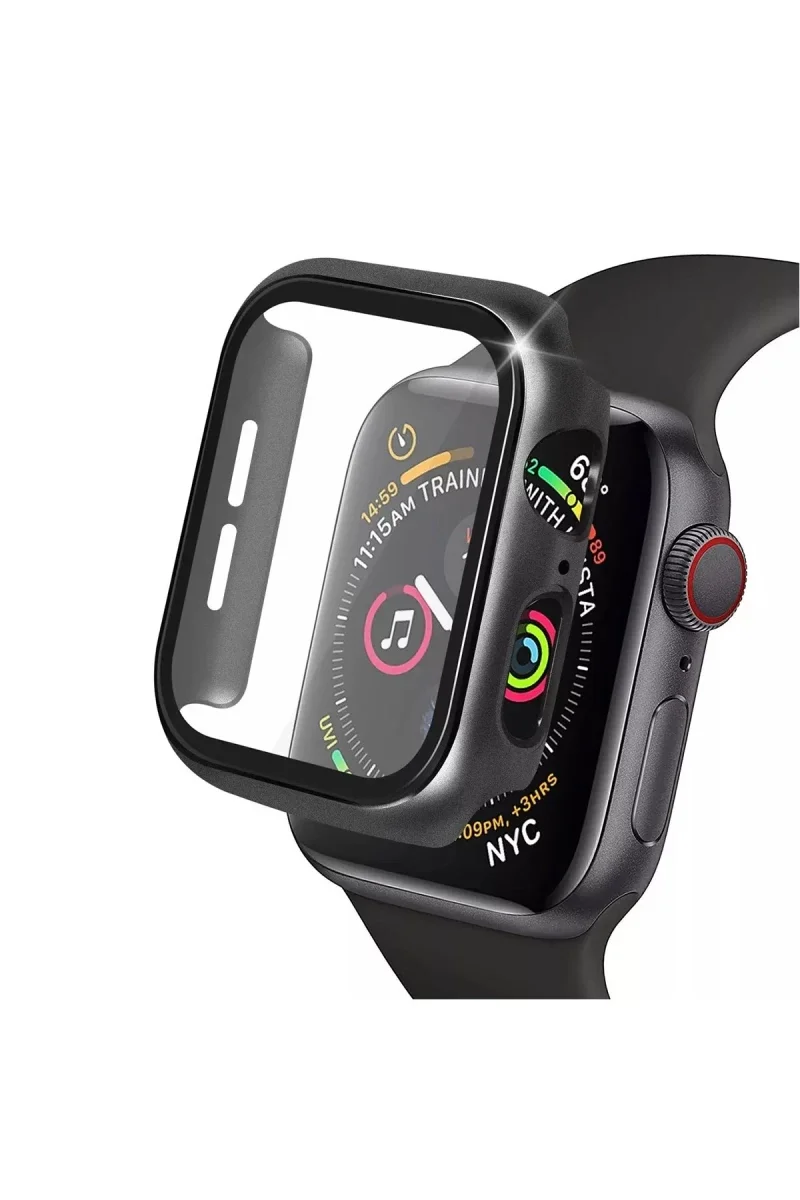 Apple Watch 38mm Camlı Kasa Ekran Koruyucu - Siyah Apple Watch 38mm Camlı Kasa Ekran Koruyucu - Siyah