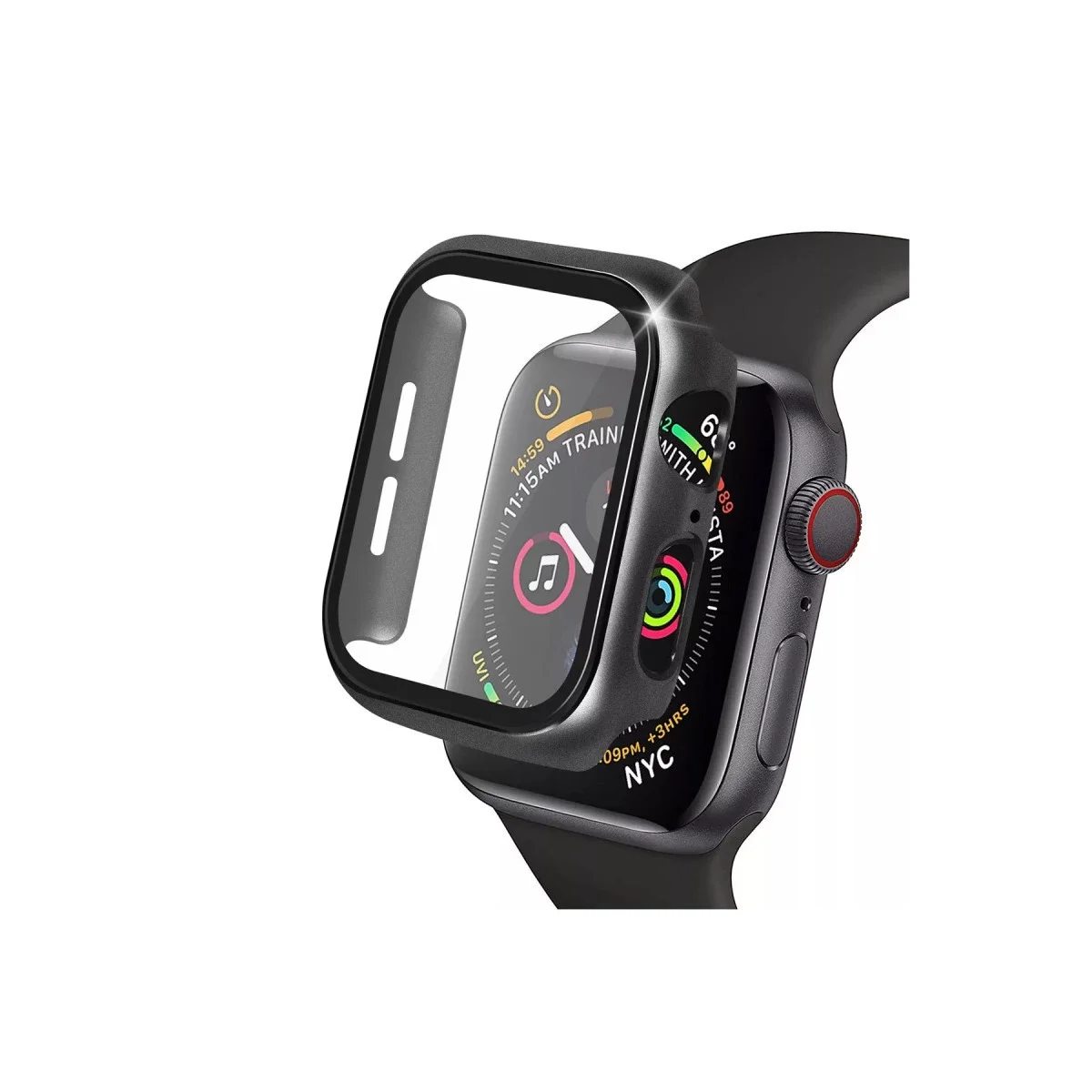 Apple Watch 38mm Camlı Kasa Ekran Koruyucu - Siyah Apple Watch 38mm Camlı Kasa Ekran Koruyucu - Siyah