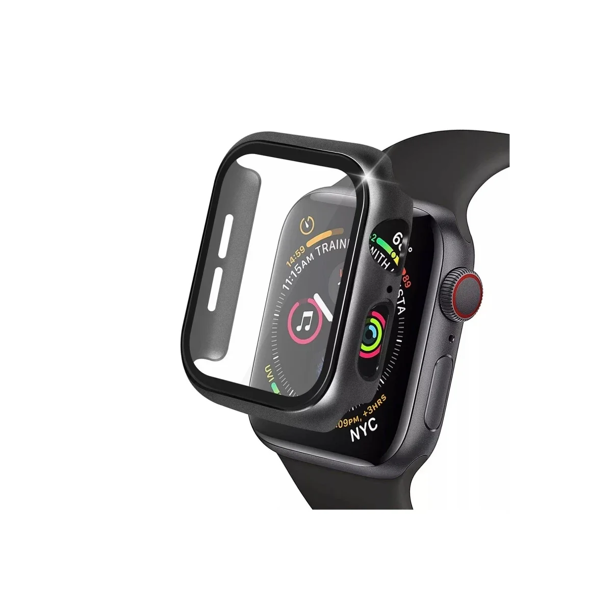 Apple Watch 38mm Camlı Kasa Ekran Koruyucu - Siyah Apple Watch 38mm Camlı Kasa Ekran Koruyucu - Siyah
