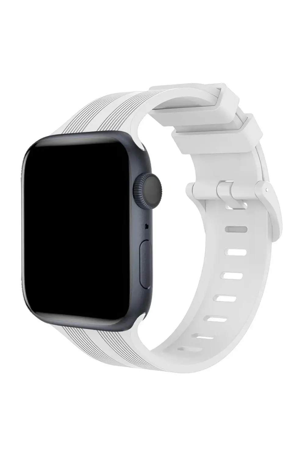 Apple Watch 38mm KR408 Çizgili Silikon Kordon - Beyaz-(5796)