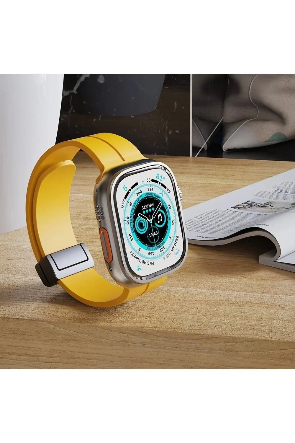 Apple Watch 38mm KR412 Elegance Stylısh Kordon - Füme-(5796)