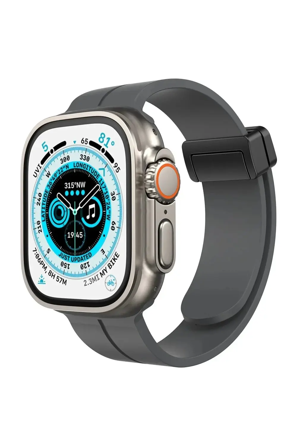 Apple Watch 38mm KR412 Elegance Stylısh Kordon - Füme-(5796)