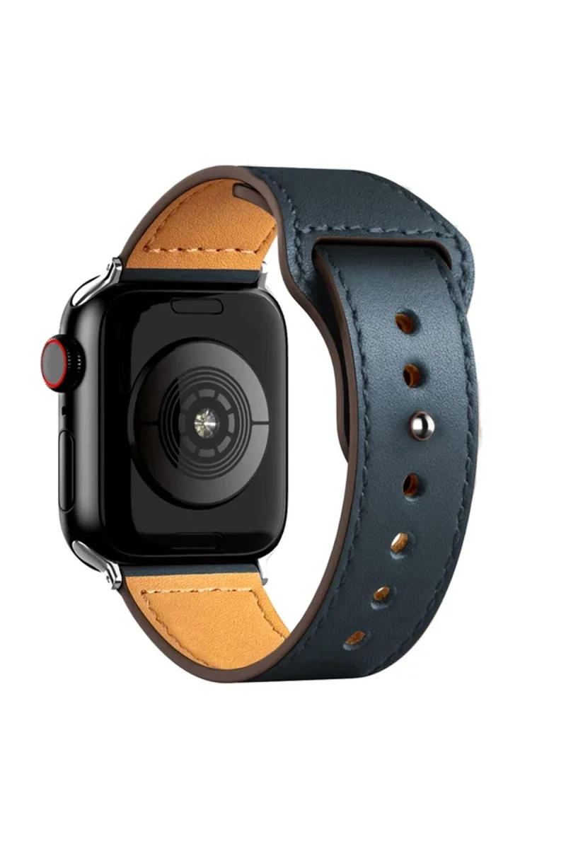 Apple Watch 38mm KR415 Luaz Deri Kordon - Lacivert Apple Watch 38mm KR415 Luaz Deri Kordon - Lacivert