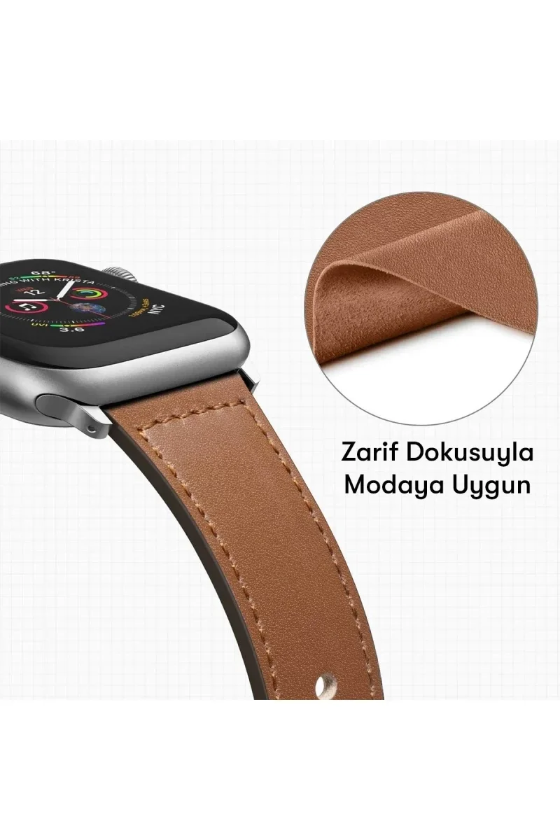 Apple Watch 38mm KR415 Luaz Deri Kordon - Pembe Apple Watch 38mm KR415 Luaz Deri Kordon - Pembe