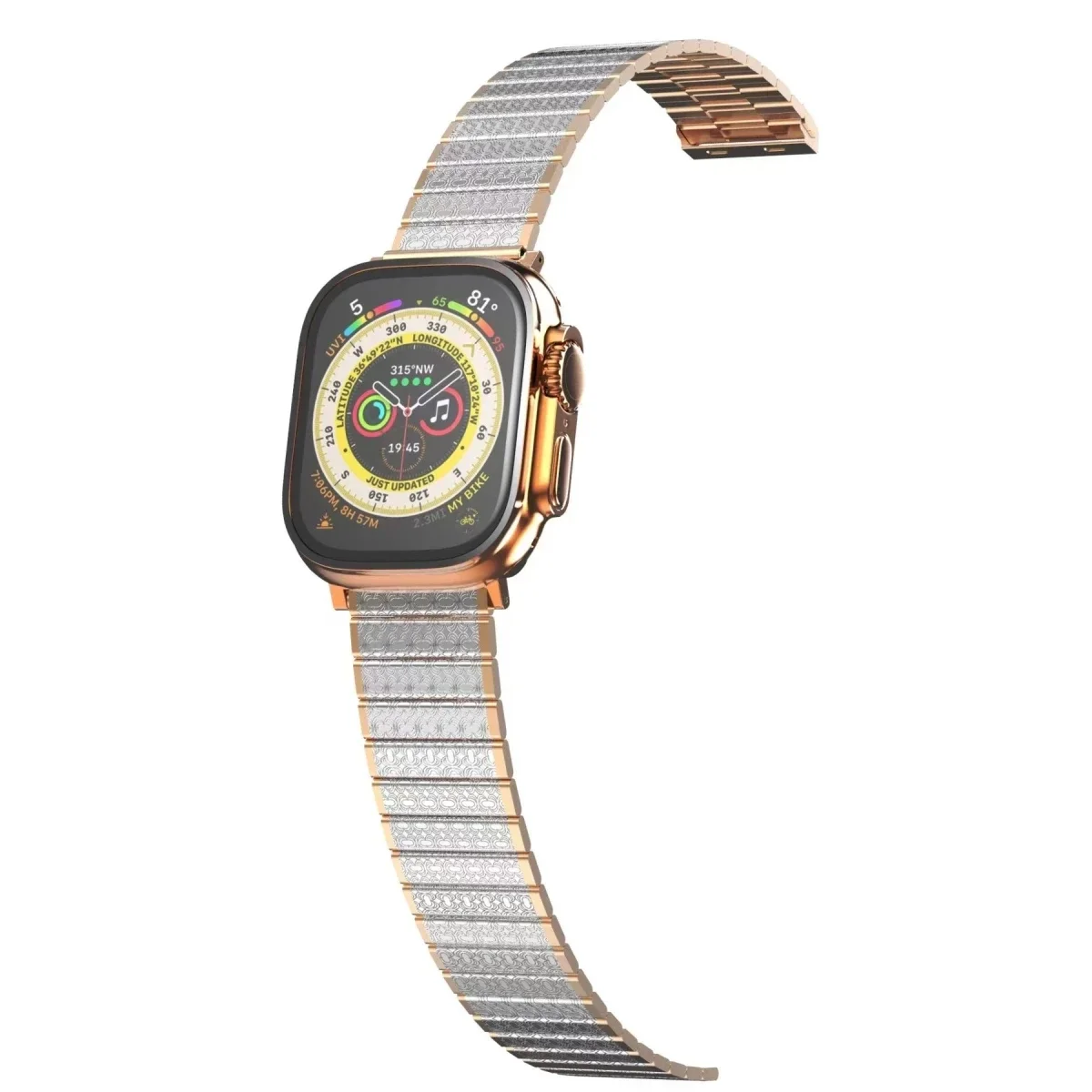 Apple Watch 38mm Made Metal Kordon - Gümüş-Rose Gold Apple Watch 38mm Made Metal Kordon - Gümüş-Rose Gold