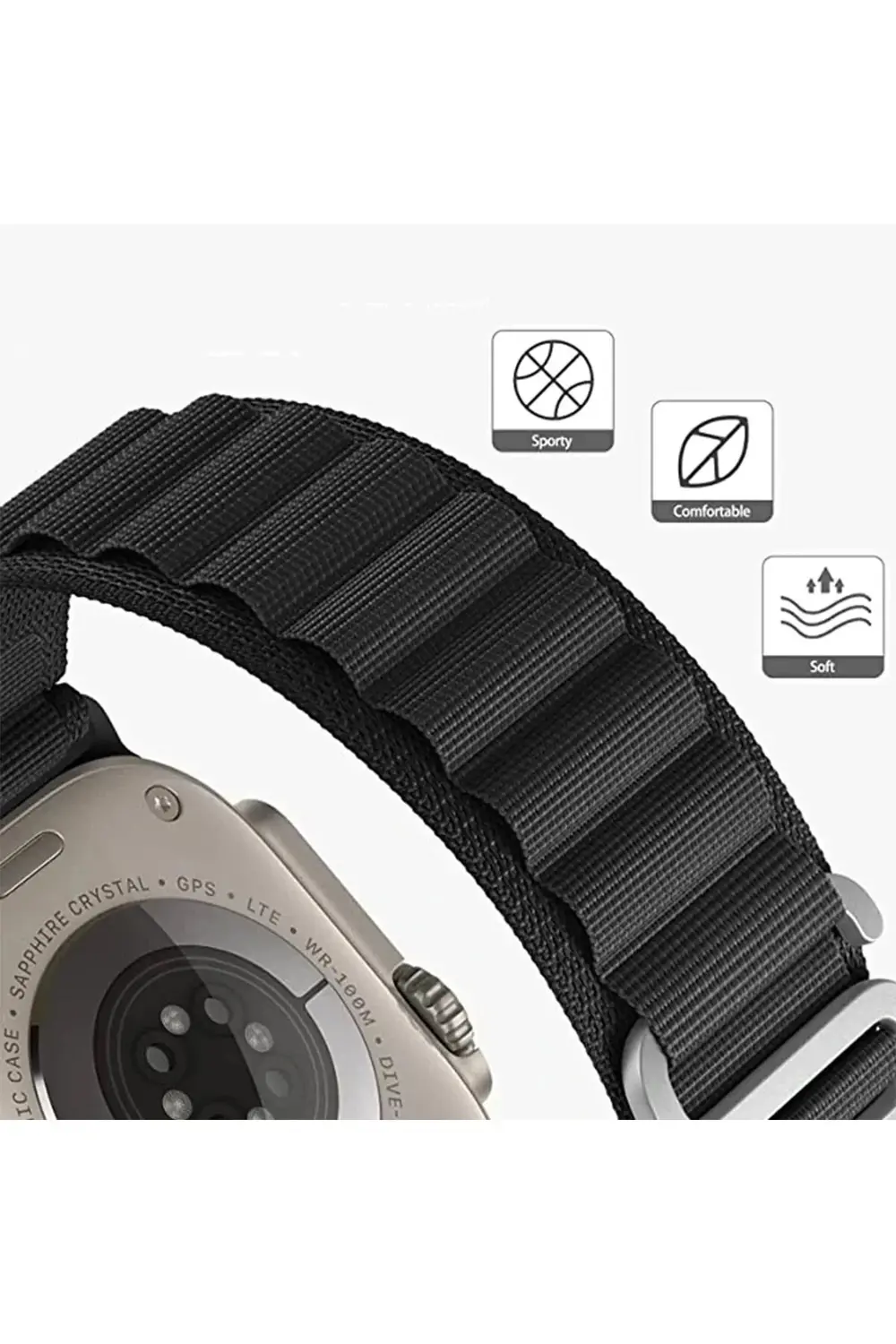 Apple Watch 38mm Mountain Kordon - Beyaz-Kırmızı-(5796)