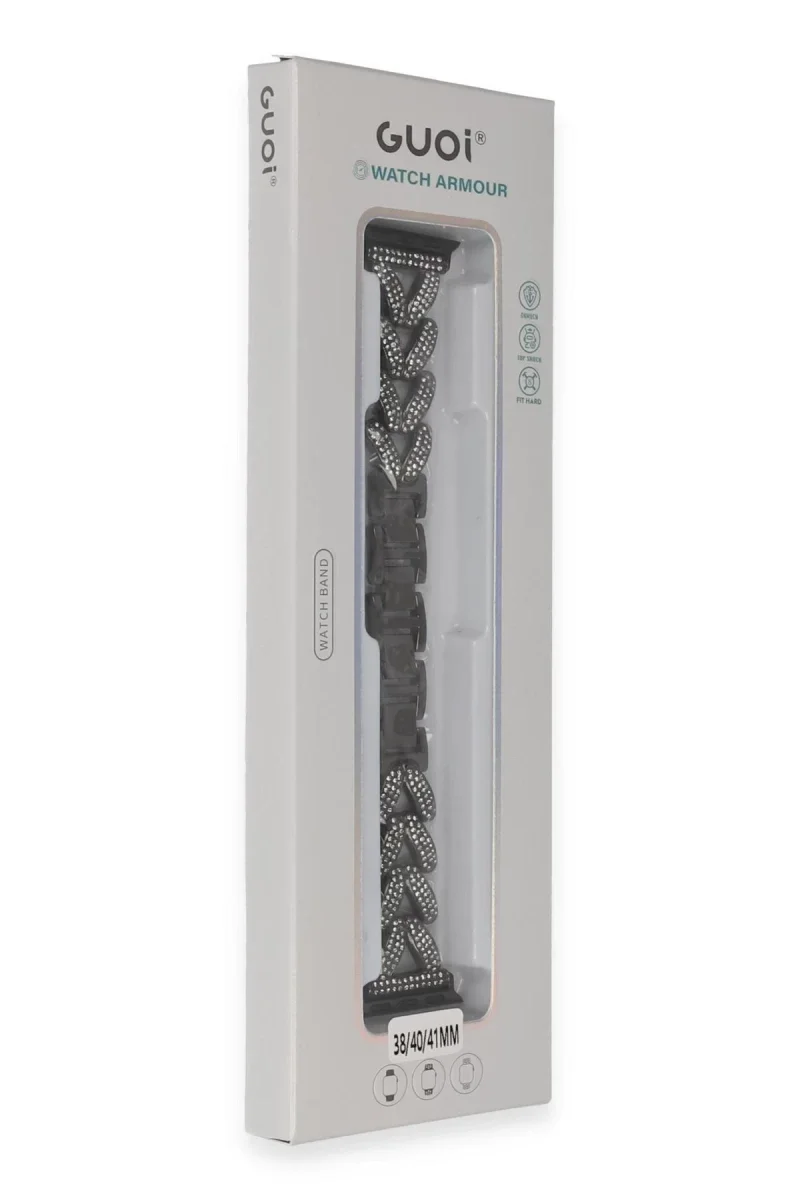 Apple Watch 38mm Node Taşlı Kordon - Siyah