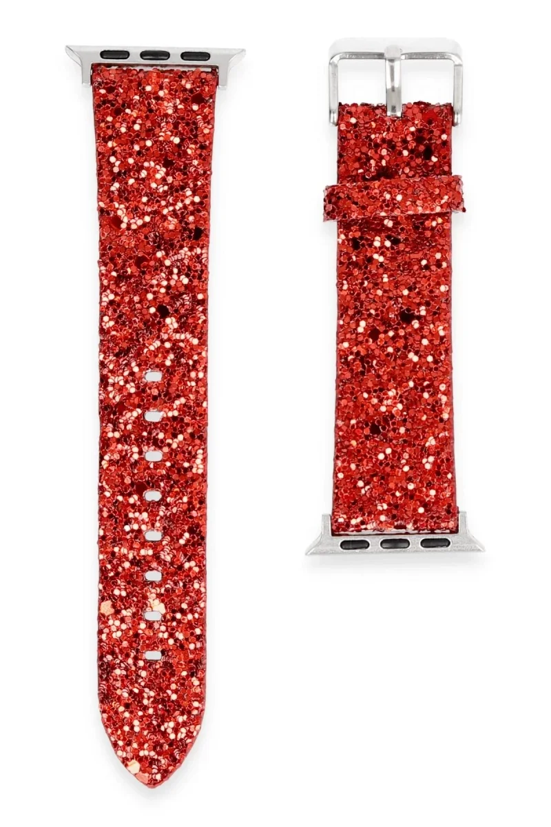 Apple Watch 38mm Starry Taşlı Kordon - Kırmızı Apple Watch 38mm Starry Taşlı Kordon - Kırmızı