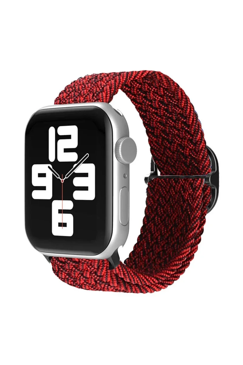 Apple Watch 38mm Star Kordon - Siyah-Bordo Apple Watch 38mm Star Kordon - Siyah-Bordo