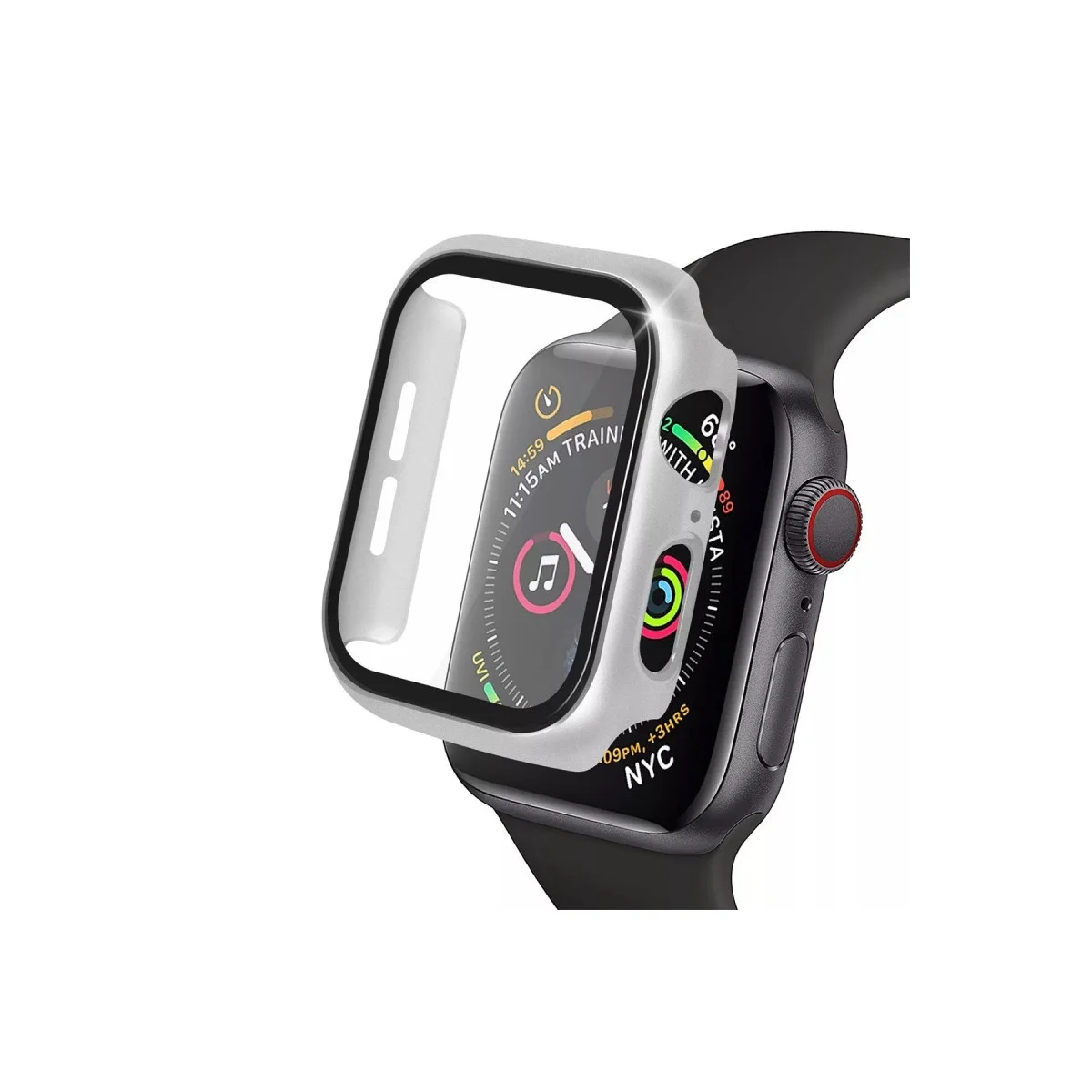 Apple Watch 41mm Camlı Kasa Ekran Koruyucu - Gümüş Apple Watch 41mm Camlı Kasa Ekran Koruyucu - Gümüş