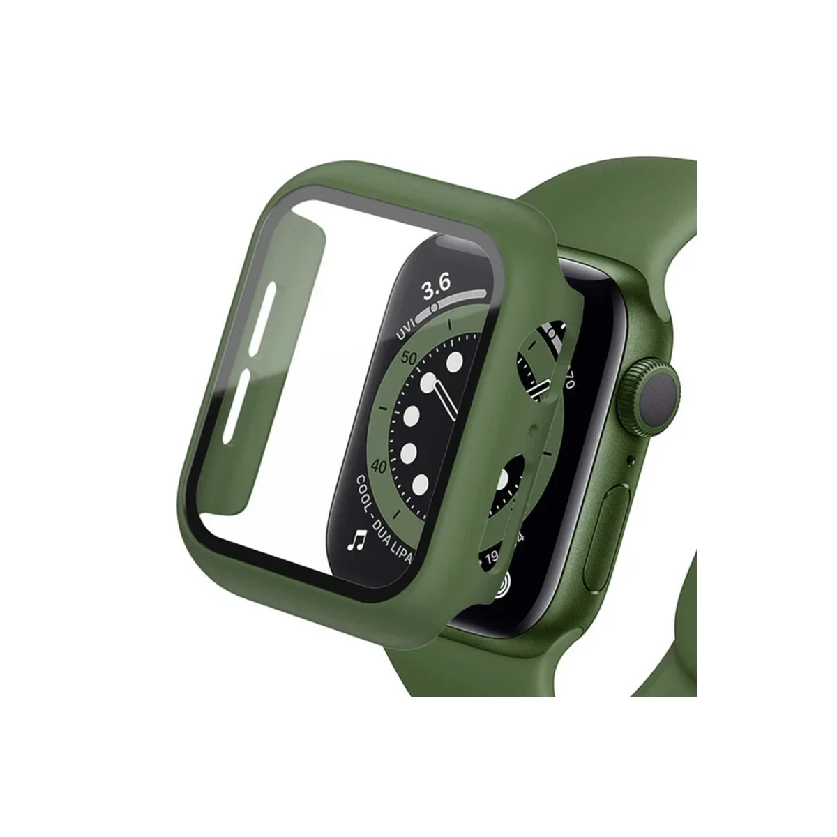 Apple Watch 41mm Camlı Kasa Ekran Koruyucu - Koyu Yeşil Apple Watch 41mm Camlı Kasa Ekran Koruyucu - Koyu Yeşil
