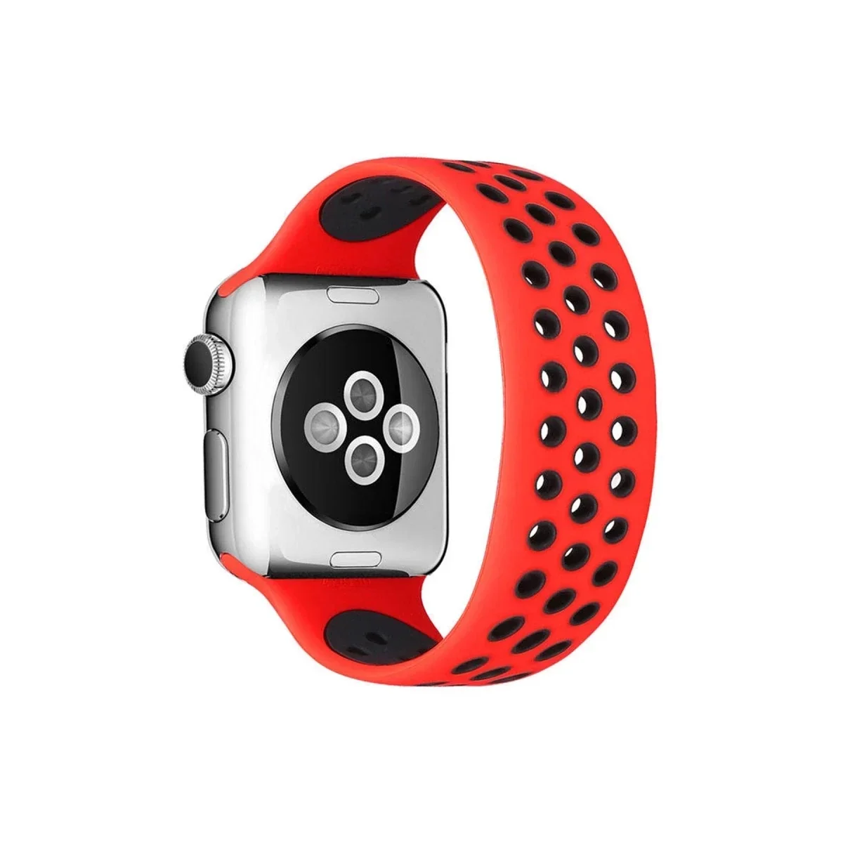Apple Watch 42mm Ayarlı Delikli Silikon Kordon - Kırmızı-Siyah Fiyatı, Yorumları ve Özellikleri