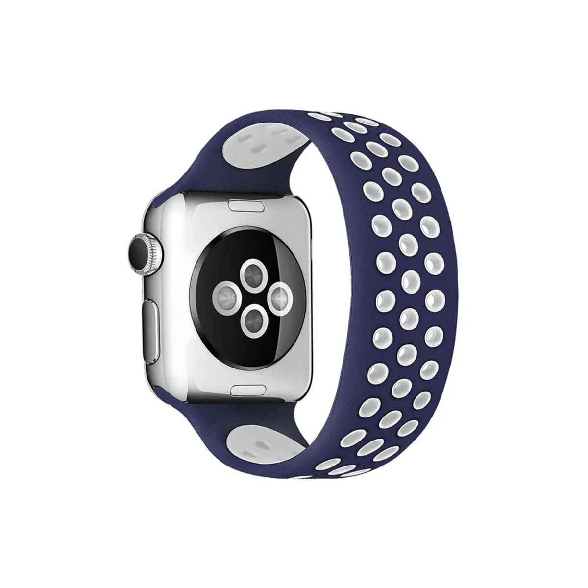 Apple Watch 42mm Ayarlı Delikli Silikon Kordon - Lacivert-Beyaz Fiyatı, Yorumları ve Özellikleri