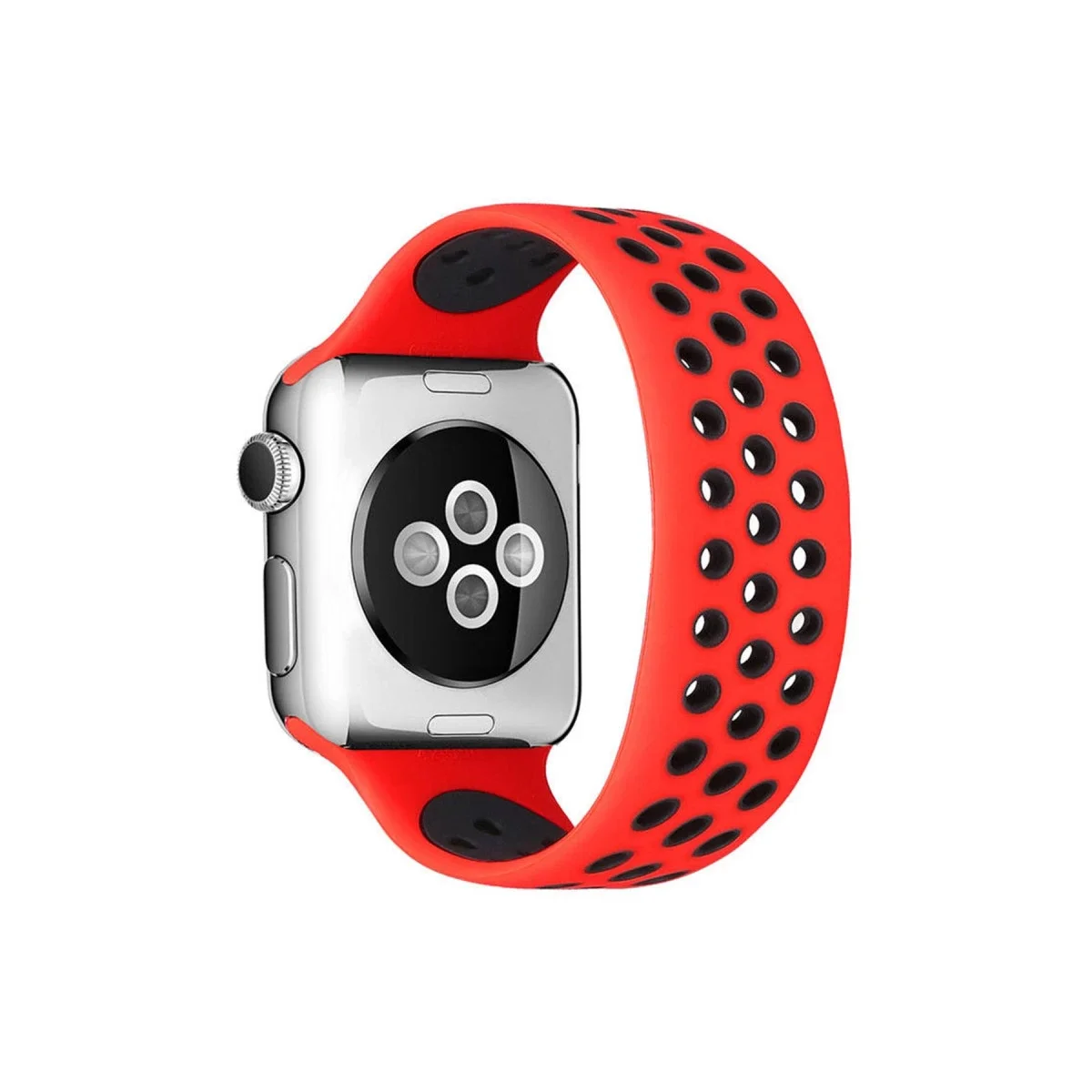 Apple Watch 42mm Ayarlı Delikli Silikon Kordon - Kırmızı-Siyah Fiyatı, Yorumları ve Özellikleri