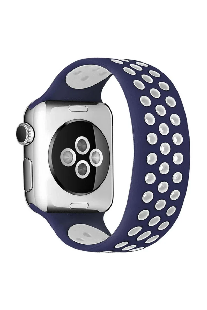 Apple Watch 42mm Ayarlı Delikli Silikon Kordon - Lacivert-Beyaz Fiyatı, Yorumları ve Özellikleri