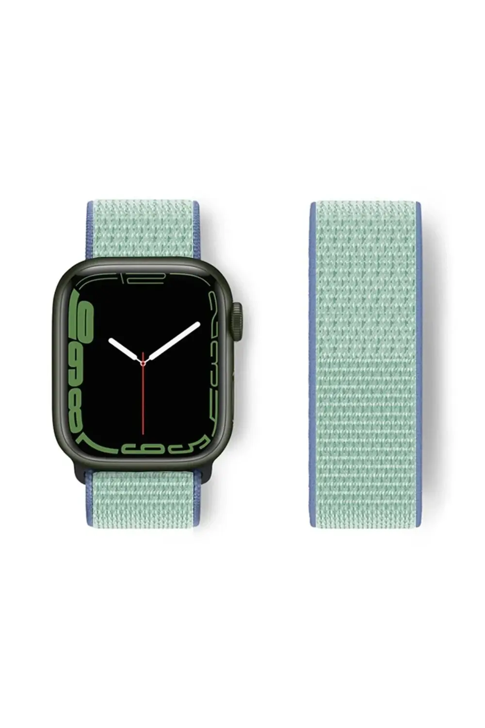 Apple Watch 42mm Hasırlı Cırtcırtlı Kordon - Maviuaz-(5796)