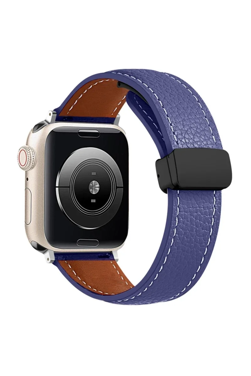 Apple Watch 42mm KR414 Daks Deri Kordon - Lacivert Apple Watch 42mm KR414 Daks Deri Kordon - Lacivert
