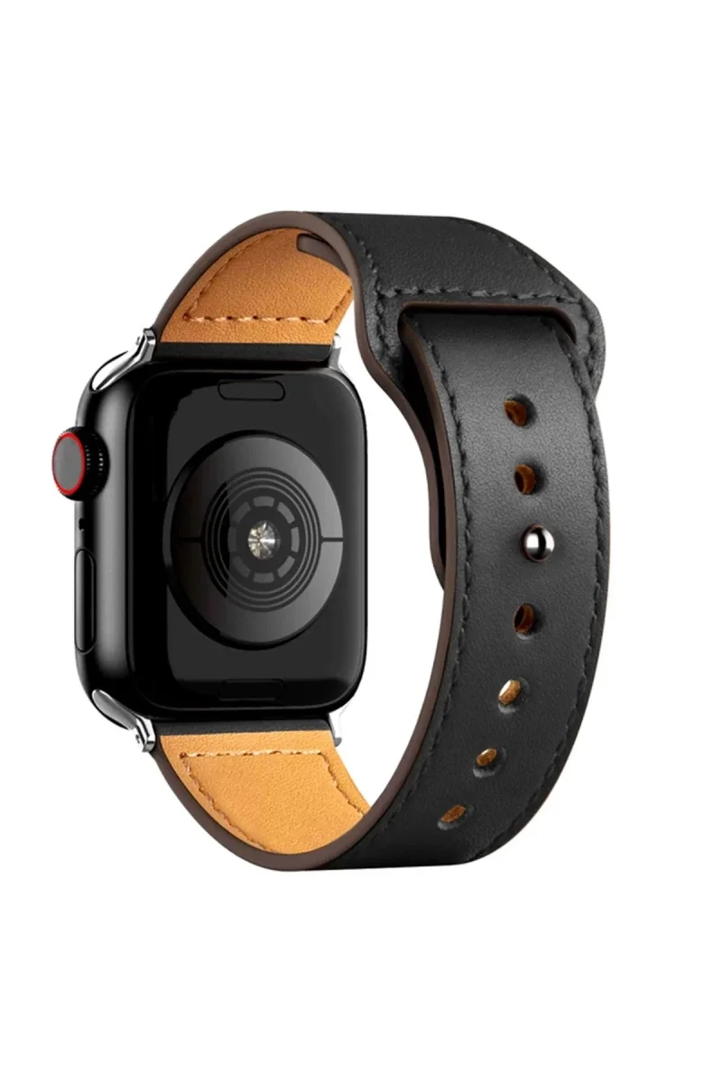 Apple Watch 42mm KR415 Luaz Deri Kordon - Siyah Apple Watch 42mm KR415 Luaz Deri Kordon - Siyah