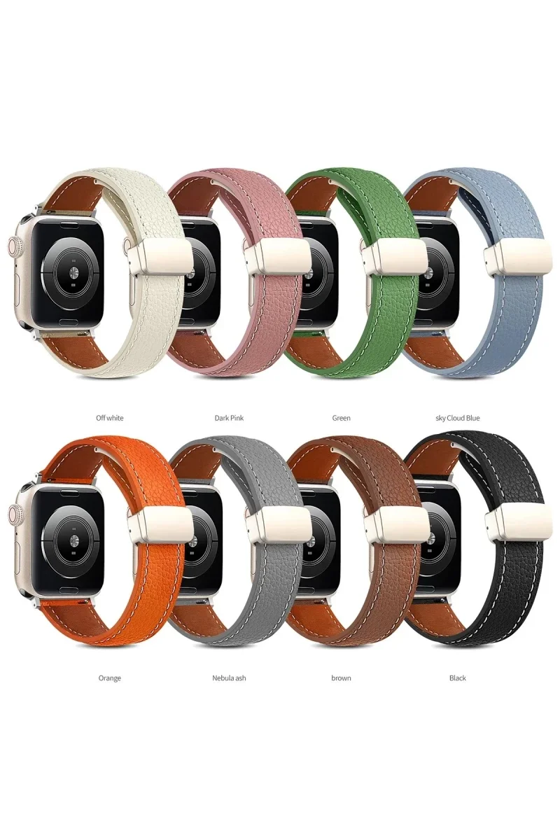 Apple Watch 42mm KR414 Daks Deri Kordon - Pembe