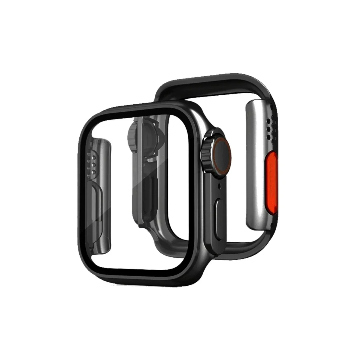 Apple Watch 44mm Watch 49mm Kasa Dönüştürücü ve Ekran Koruyucu - Siyah