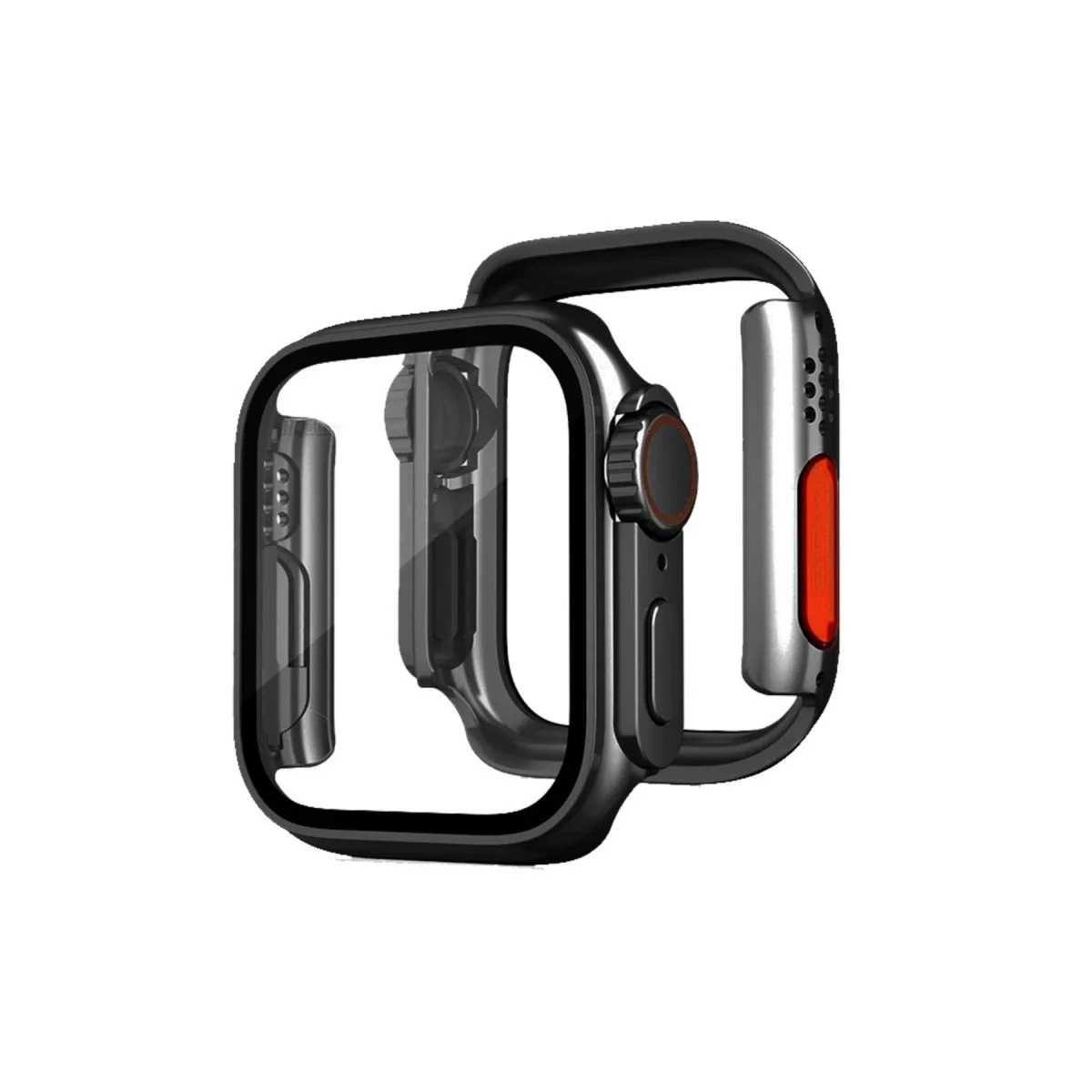 Apple Watch 44mm Watch 49mm Kasa Dönüştürücü ve Ekran Koruyucu - Siyah