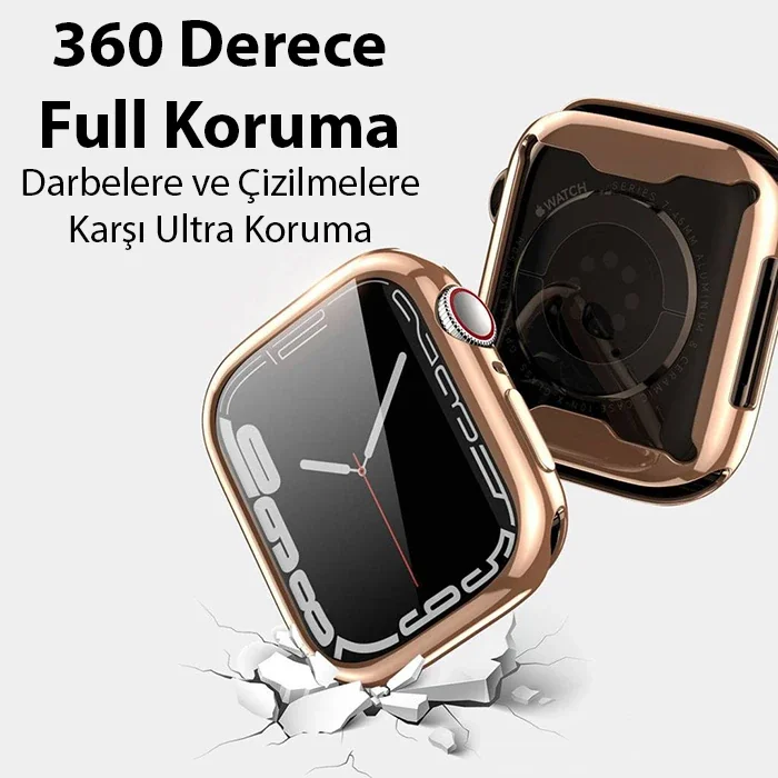 Apple Watch 45 mm Ultra İnce TPU Silikon Kılıf - Tam Koruyucu Şeffaf Kılıf