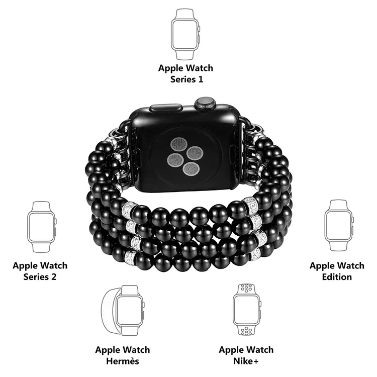 Apple Watch 7-8 45mm 44mm 42mm Full Boncuk Taşlı Kordon - Şık, Rahat ve Dayanıklı