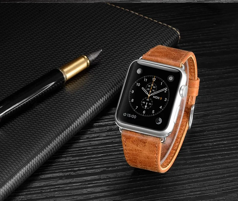 Apple Watch 7-8 Retro Deri Kordon 41mm/38mm - Uyumlu ve Şık Kayış