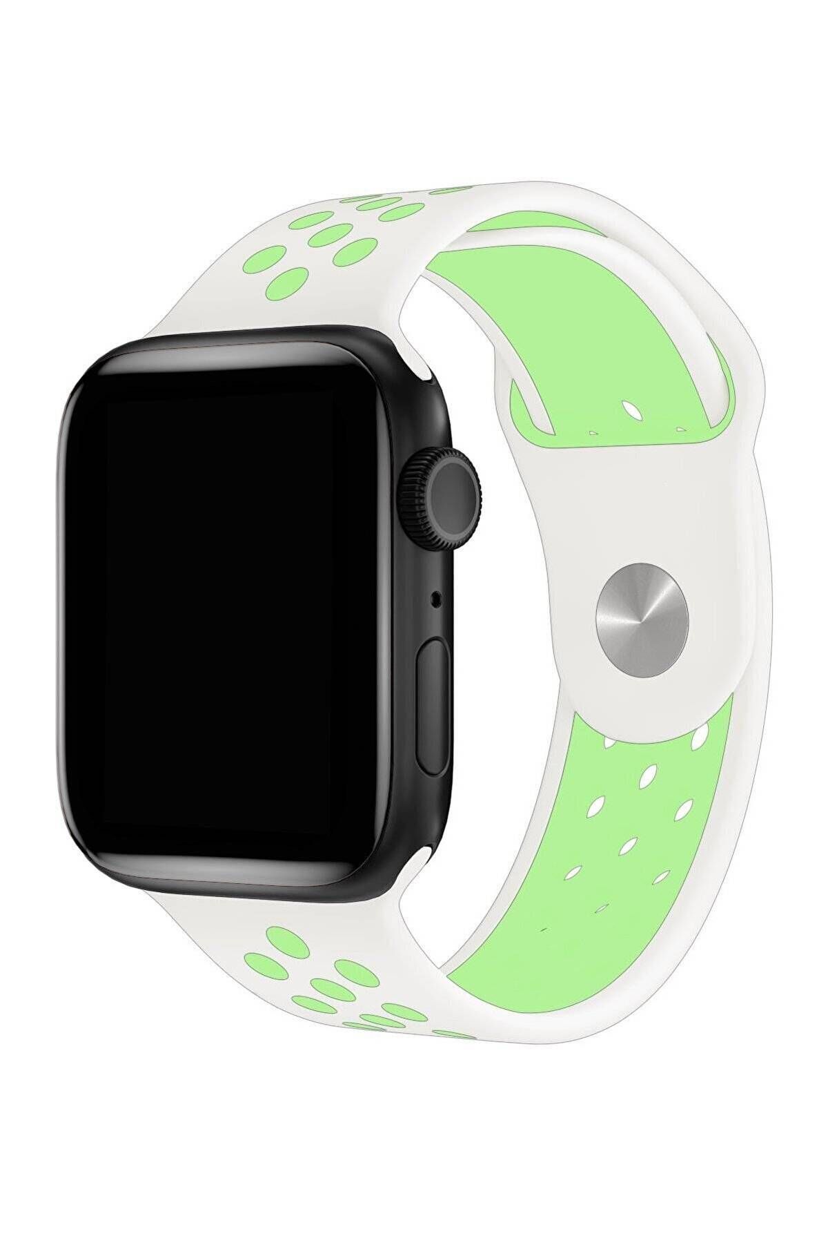 Piyasasepeti Apple Watch Series 3 42 Mm Fileli Kordon Beyaz-Yeşil