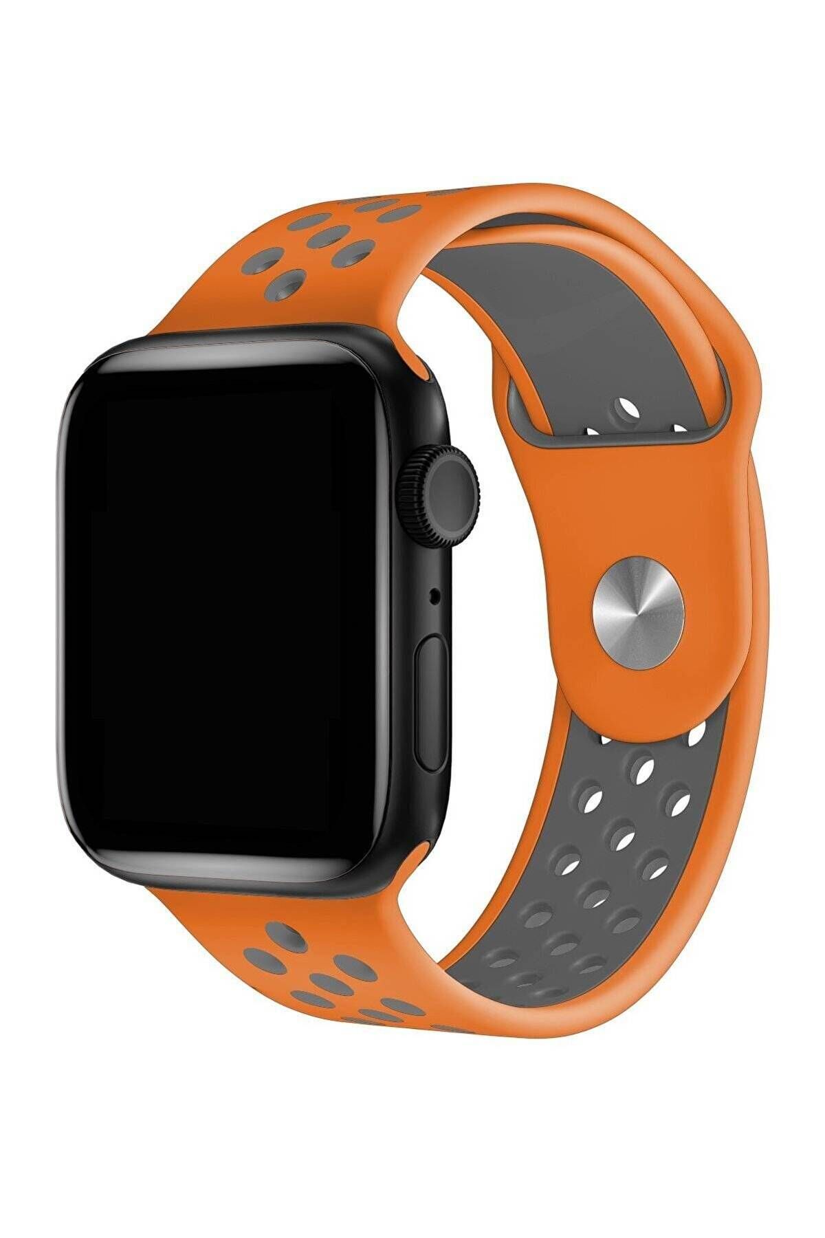 Piyasasepeti Apple Watch Series 9 45 Mm Fileli Kordon Turuncu-Gri