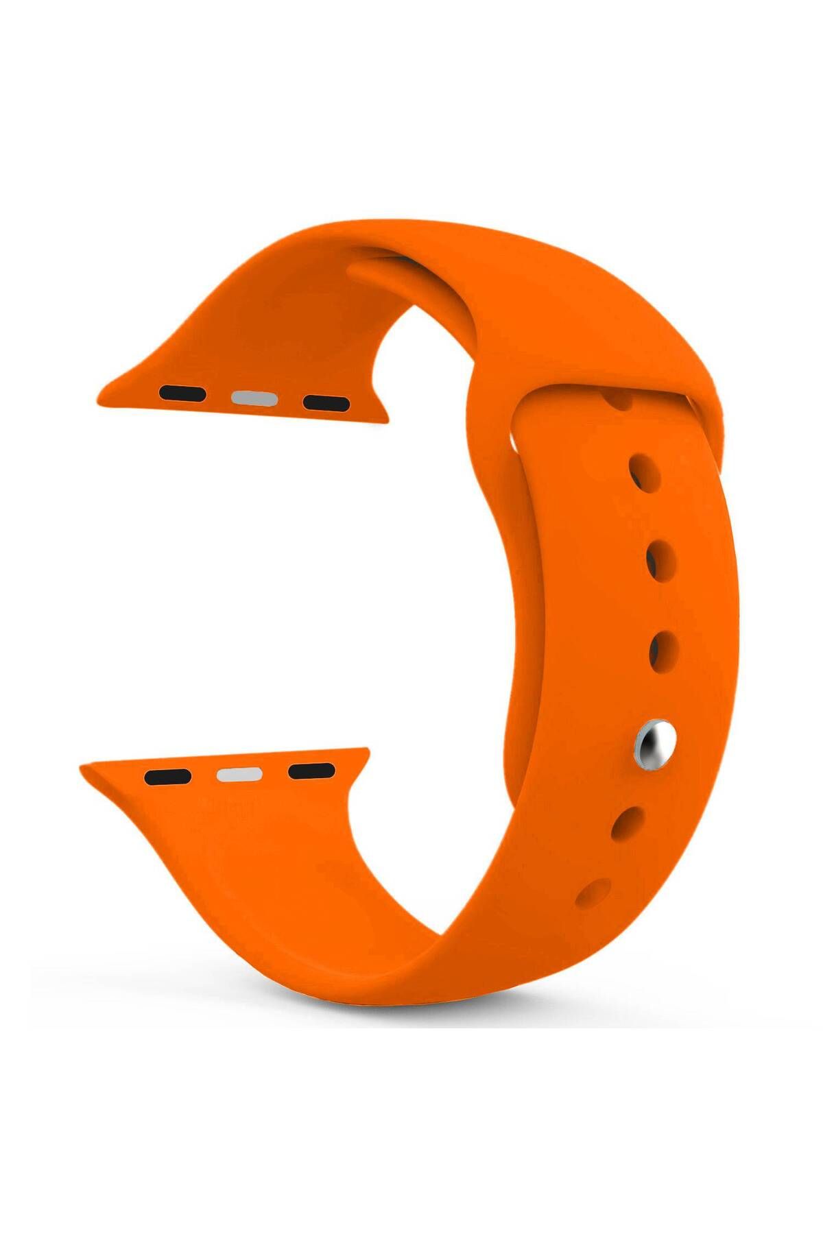 Piyasasepeti Apple Watch Series 5 40 Mm Silikon Kordon Turuncu