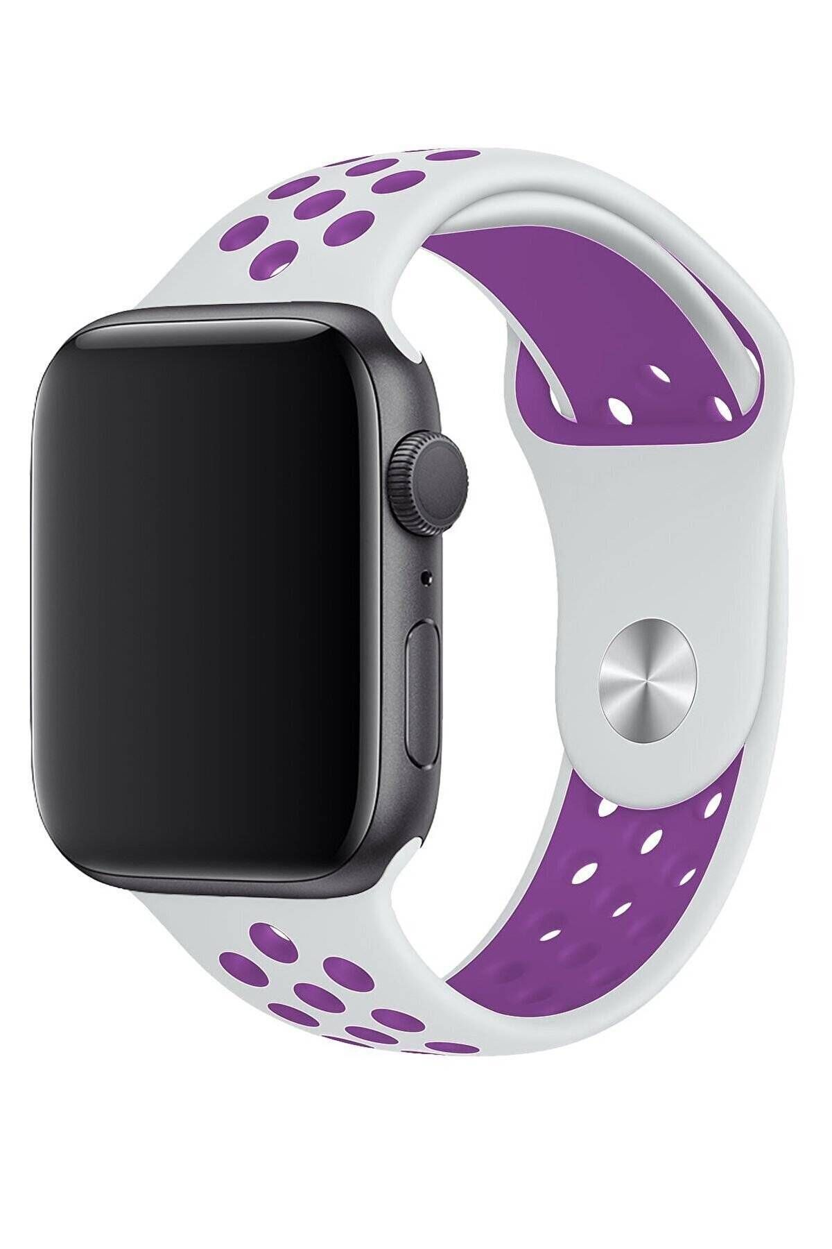 Piyasasepeti Apple Watch Series 3 44 Mm Fileli Kordon Beyaz-Mor