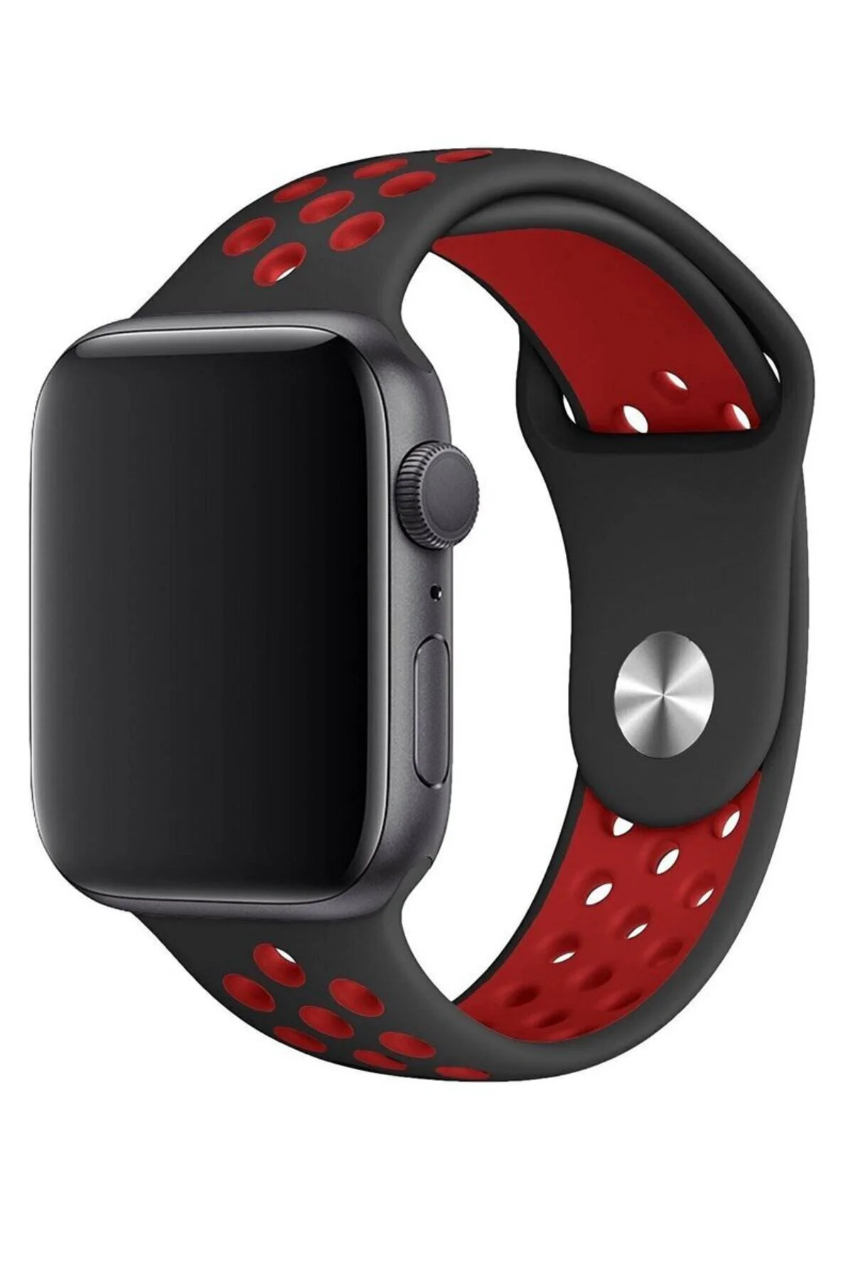 Apple Watch Series 9 41 MM Fileli Kordon Siyah-Kırmızı