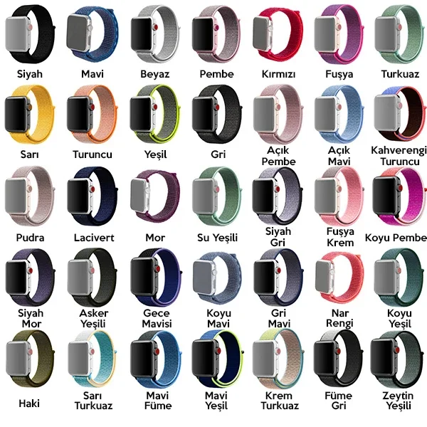 Apple Watch Spor Loop Kayış Seti - 45mm, 44mm, 49mm Uyumlu Esnek ve Dayanıklı