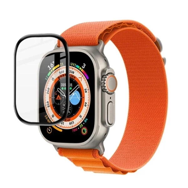 Apple Watch Ultra 49mm 3D Full Kaplama Ekran Koruyucu – Çizilmeye Dayanıklı PET+PMMA