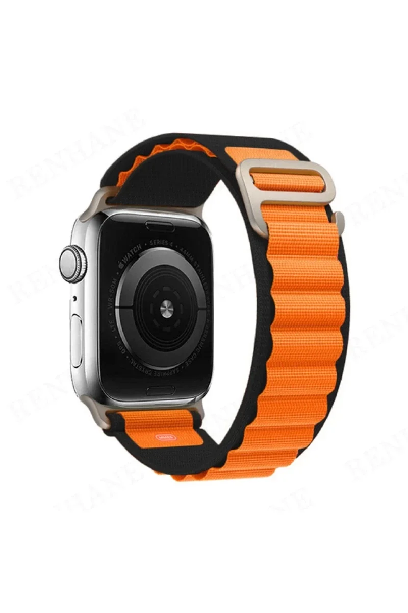 Apple Watch Ultra 49mm Mountain Kordon - Siyah-Turuncu Apple Watch Ultra 49mm Mountain Kordon - Siyah-Turuncu