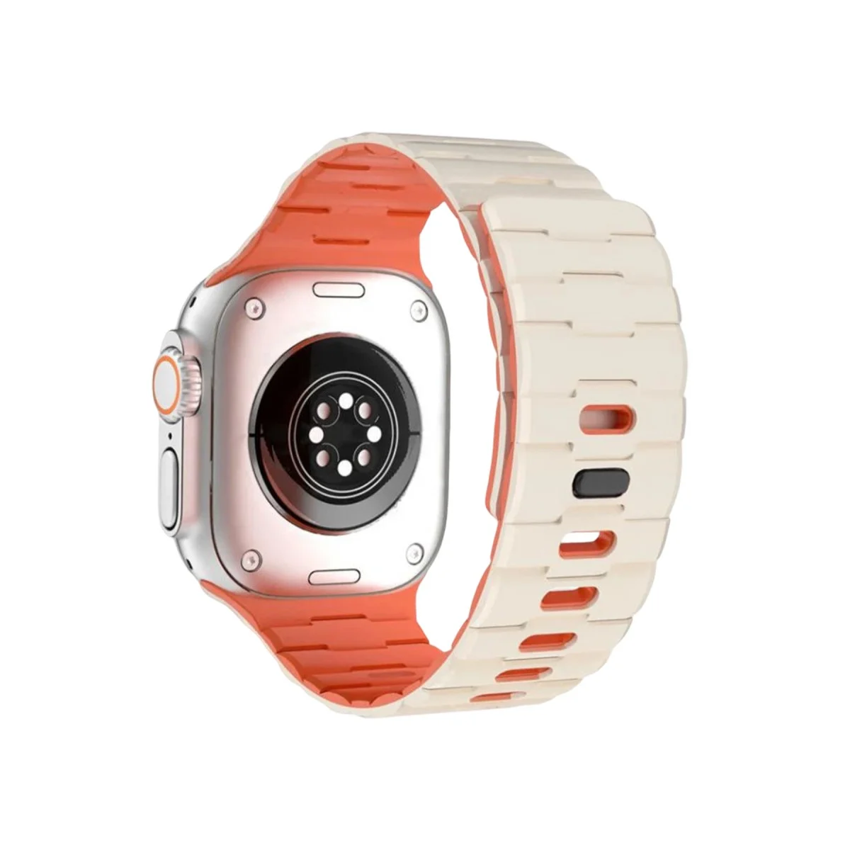 Apple Watch Ultra 49mm Wowen Kordon (saat Değildir) - Beyaz-turuncu Apple Watch Ultra 49mm Wowen Kordon (saat Değildir) - Beyaz-turuncu