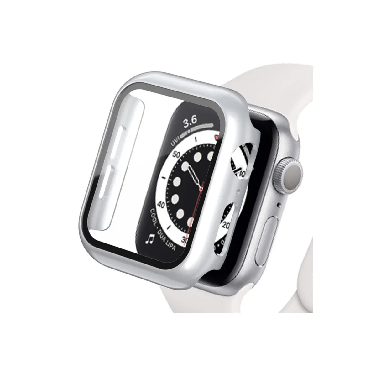 Apple Watch Ultra 49mm Camlı Kasa Ekran Koruyucu - Gümüş