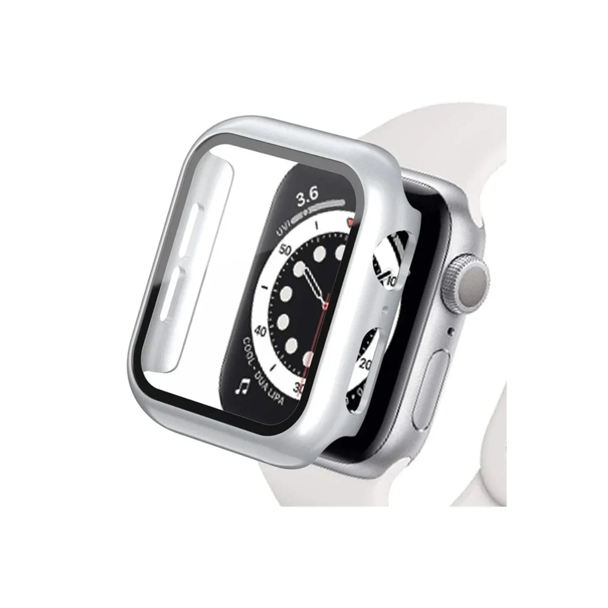 Apple Watch Ultra 49mm Camlı Kasa Ekran Koruyucu - Gümüş