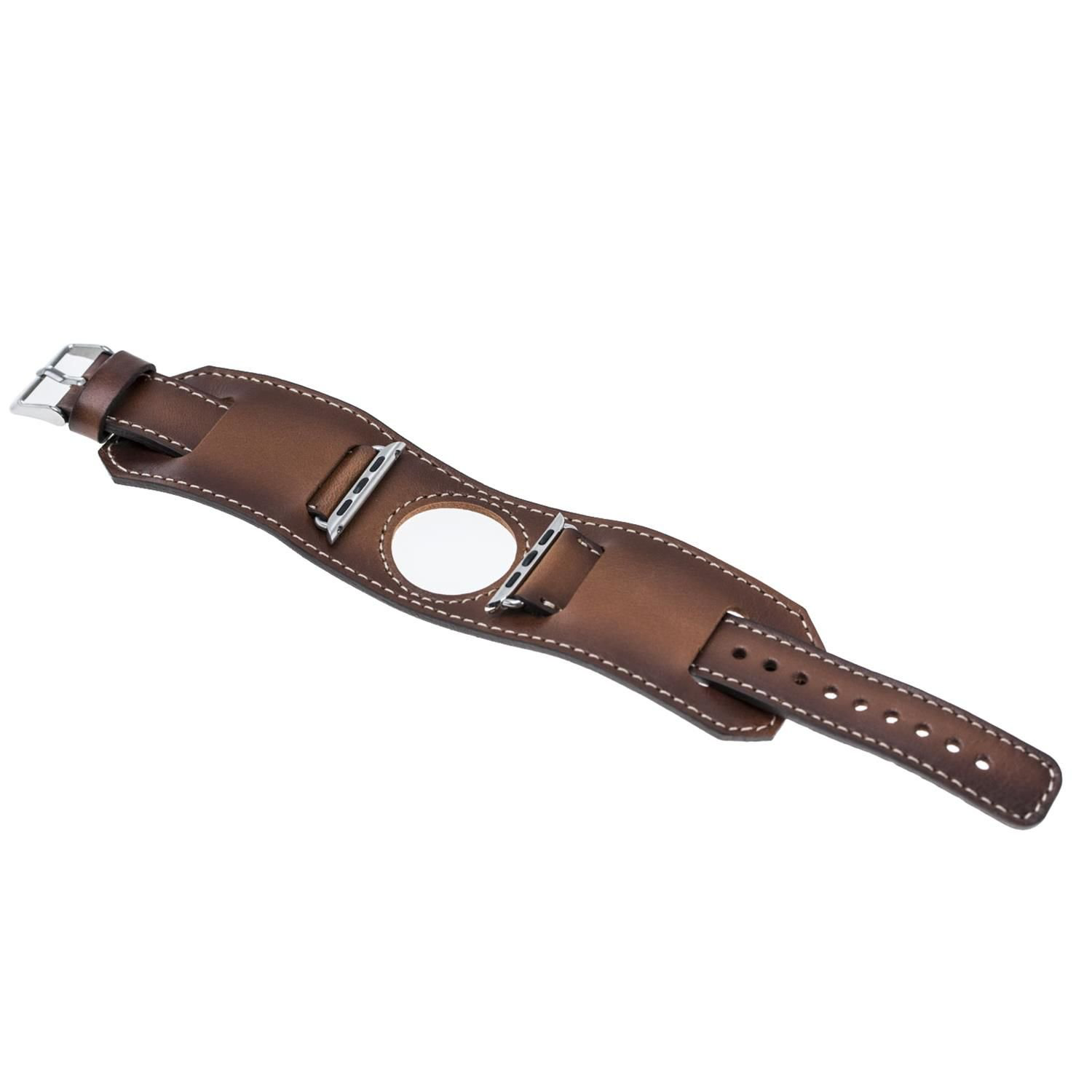 Apple Watch Uyumlu Deri Kordon 38-40-41mm Cuff Taba Apple Watch Uyumlu Deri Kordon 38-40-41mm Cuff Taba